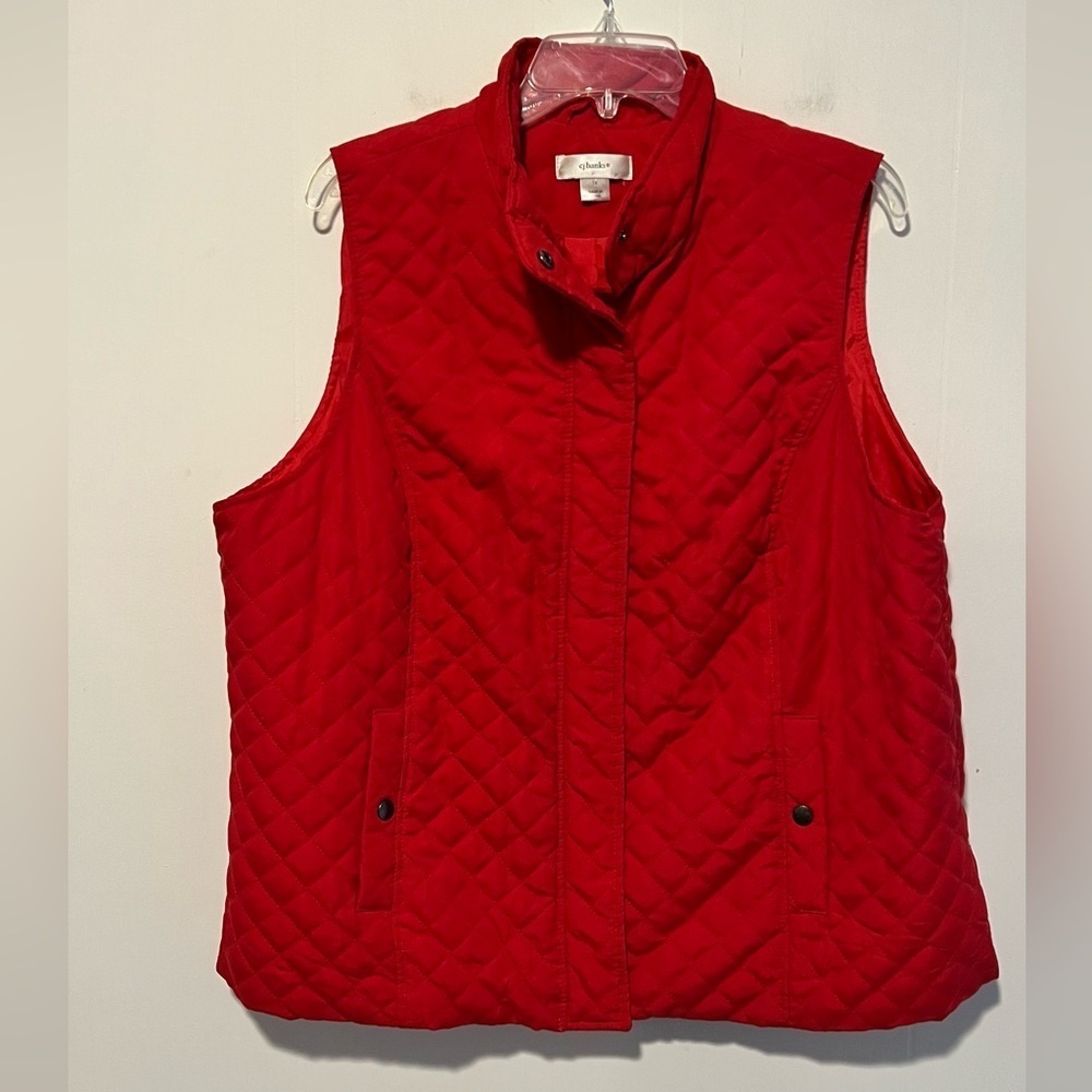 CJ Banks Red Sleeveless Quilted Vest HU